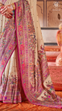 Pink Beige Festive Crepe Banarasi Silk Saree