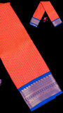Crimson Red and Royal Blue Festive Kanchipuram Silk Saree