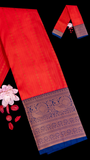 Raspberry Red and Navy Blue Bridal Kanchipuram Silk Saree