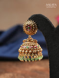 Aalaya Ruby & Emerald Floral Dome Jhumka Earrings