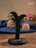 Aalaya Classic Ruby Temple Jhumka Earrings