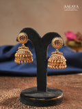 Aalaya Royal Ruby with Emerald Floral Jhumka Earrings