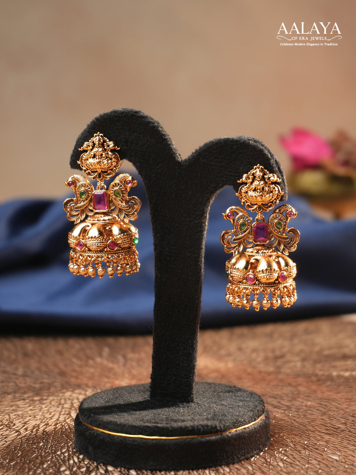 Aalaya Lakshmi Mayura Jhumka Earrings