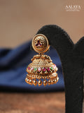 Aalaya Ruby and Emerald Antique Jhumka Earrings
