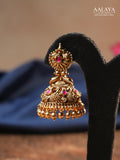 Aalaya Antique Peacock Temple Jhumka Earrings