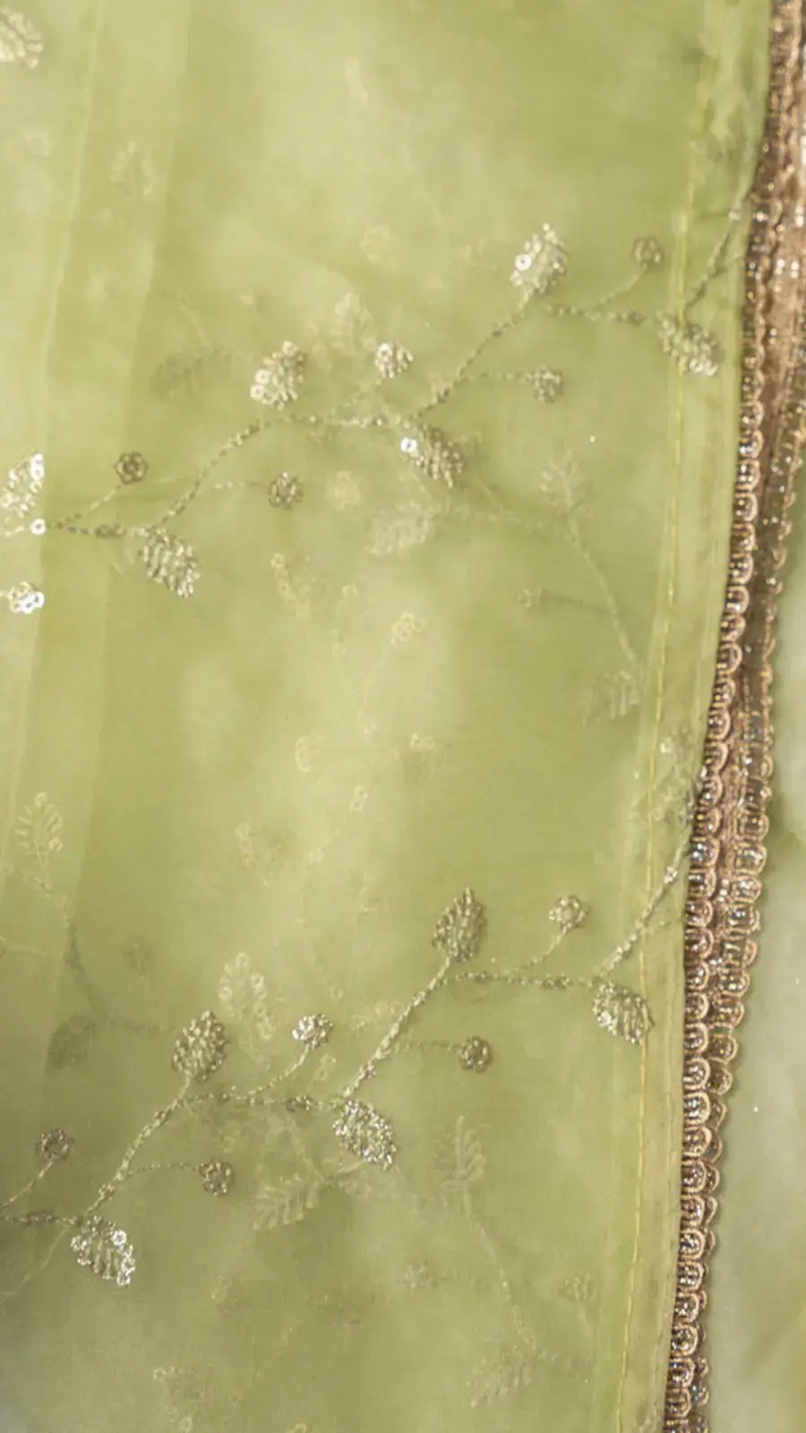 Sage Green Chanderi Silk Gold Zari Woven Butta Work Designer Salwar