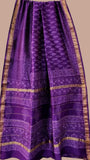 Purple Line Floral Handblocked Pure Maheshwari Cotton Silk Sarees