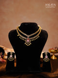 Aalaya Double Layered Polki Pink Pearl Necklace Set
