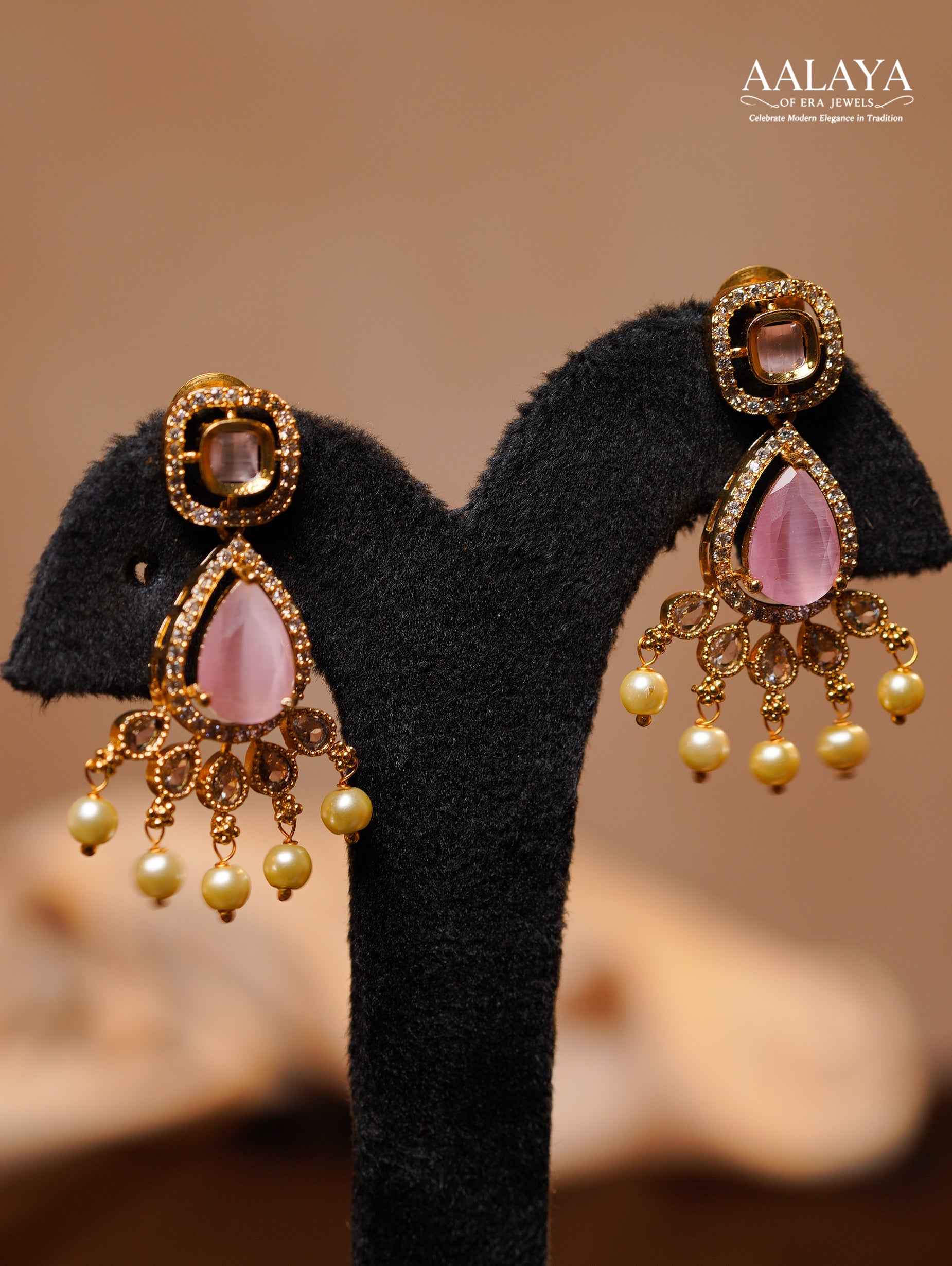Aalaya Double Layered Polki Pink Pearl Necklace Set
