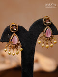 Aalaya Double Layered Polki Pink Pearl Necklace Set