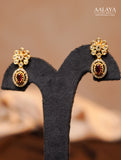 Aalaya Ruby Floral Motif Heritage Necklace Set