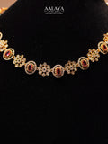 Aalaya Ruby Floral Motif Heritage Necklace Set