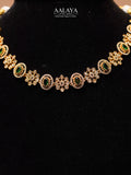 Aalaya Emerald Floral Motif Heritage Necklace Set