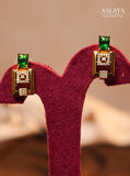 Aalaya Contemporary Emerald Square Link Diamond Necklace Set