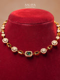 Aalaya Contemporary Emerald Square Link Diamond Necklace Set