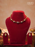 Aalaya Contemporary Purple Square Link Diamond Necklace Set