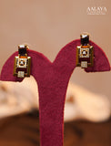 Aalaya Contemporary Purple Square Link Diamond Necklace Set