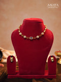 Aalaya Contemporary Blue Square Link Diamond Necklace Set
