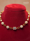 Aalaya Contemporary Blue Square Link Diamond Necklace Set