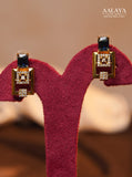 Aalaya Contemporary Blue Square Link Diamond Necklace Set