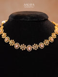 Aalaya Pink Floral Motif Heritage Necklace Set