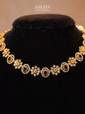 Aalaya Purple Floral Motif Heritage Necklace Set