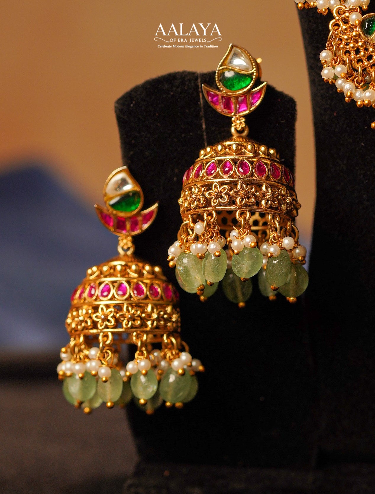 Aalaya Divine Peacock Temple Haaram Bridal Set – Jadauv Design