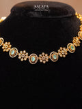 Aalaya Teal Floral Motif Heritage Necklace Set