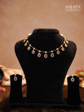 Aalaya Pink Oval Drop Heritage Necklace Set