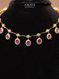 Aalaya Pink Oval Drop Heritage Necklace Set