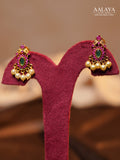 Aalaya Ruby and Emerald Teardrop Pearl Accent Necklace Set