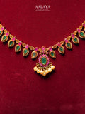 Aalaya Ruby and Emerald Teardrop Pearl Accent Necklace Set