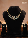 Aalaya Oval Teardrop Mint Stone Necklace Set