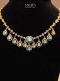 Aalaya Oval Teardrop Mint Stone Necklace Set