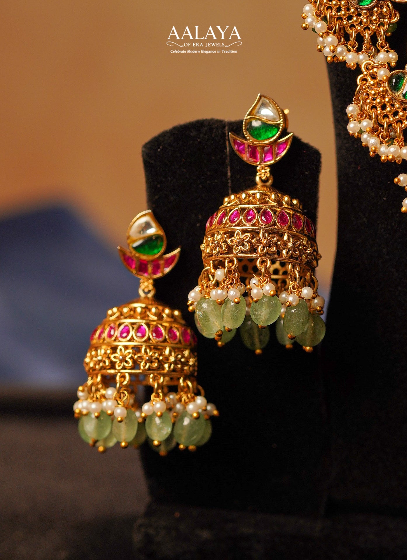 Aalaya Divine Peacock Temple Necklace and Haaram Bridal Set – Jadauv Design