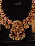 Aalaya Divine Peacock Temple Necklace and Haaram Bridal Set – Jadauv Design