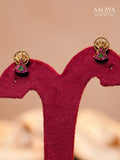 Aalaya Fan Motif Ruby & Emerald Accent Necklace Set