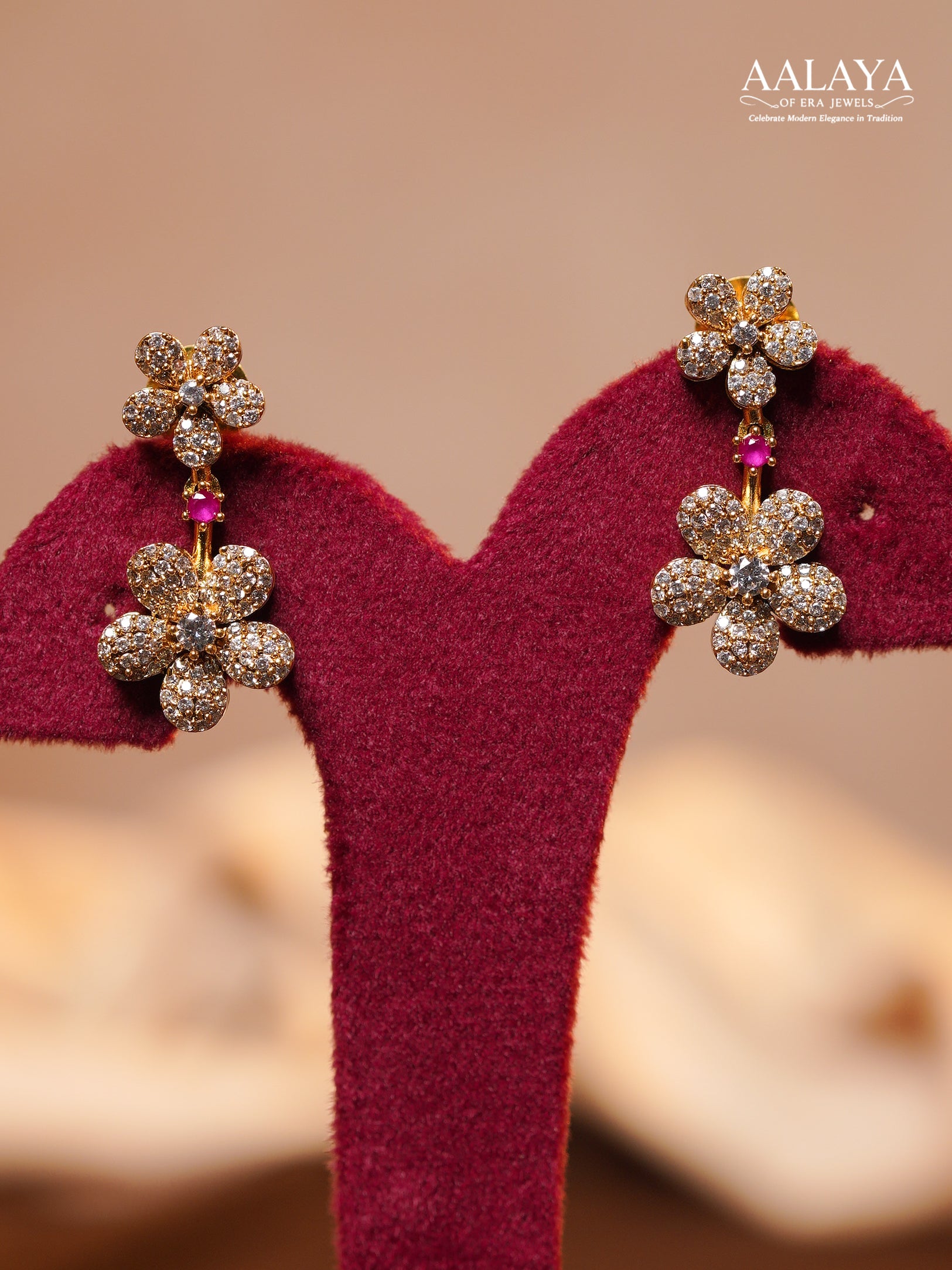 Aalaya Diamond Floral Drop Necklace Set