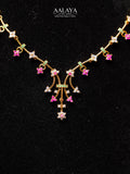 Aalaya Ruby Diamond Floral Vine Drop Necklace Set