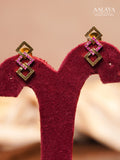 Aalaya Geometric Link Ruby Accent Necklace Set