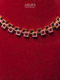 Aalaya Geometric Link Ruby Accent Necklace Set