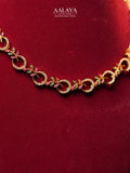 Aalaya Ruby Emerald Diamond Rosette Loop Necklace Set