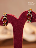 Aalaya Ruby Emerald Diamond Rosette Loop Necklace Set