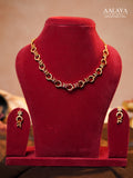 Aalaya Ruby and Diamond Rosette Loop Necklace Set