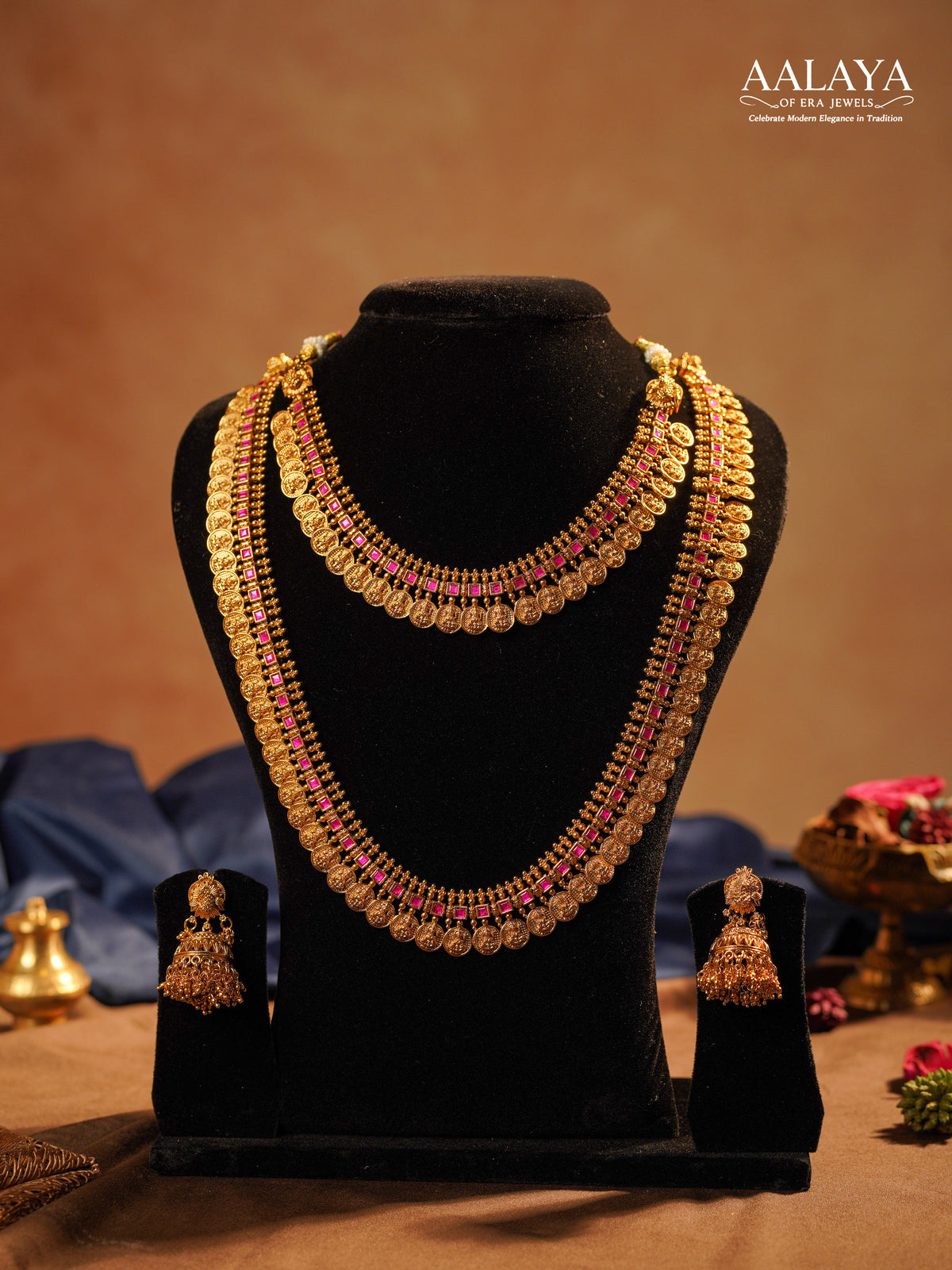 Aalaya Classic Lakshmi Coin Necklace & Haaram Set