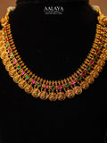 Aalaya Heritage Lakshmi Coin Ruby & Emerald Necklace & Haaram Set