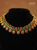 Aalaya Royal Lakshmi Coin Ruby Emerald Pearl Necklace & Haaram Set