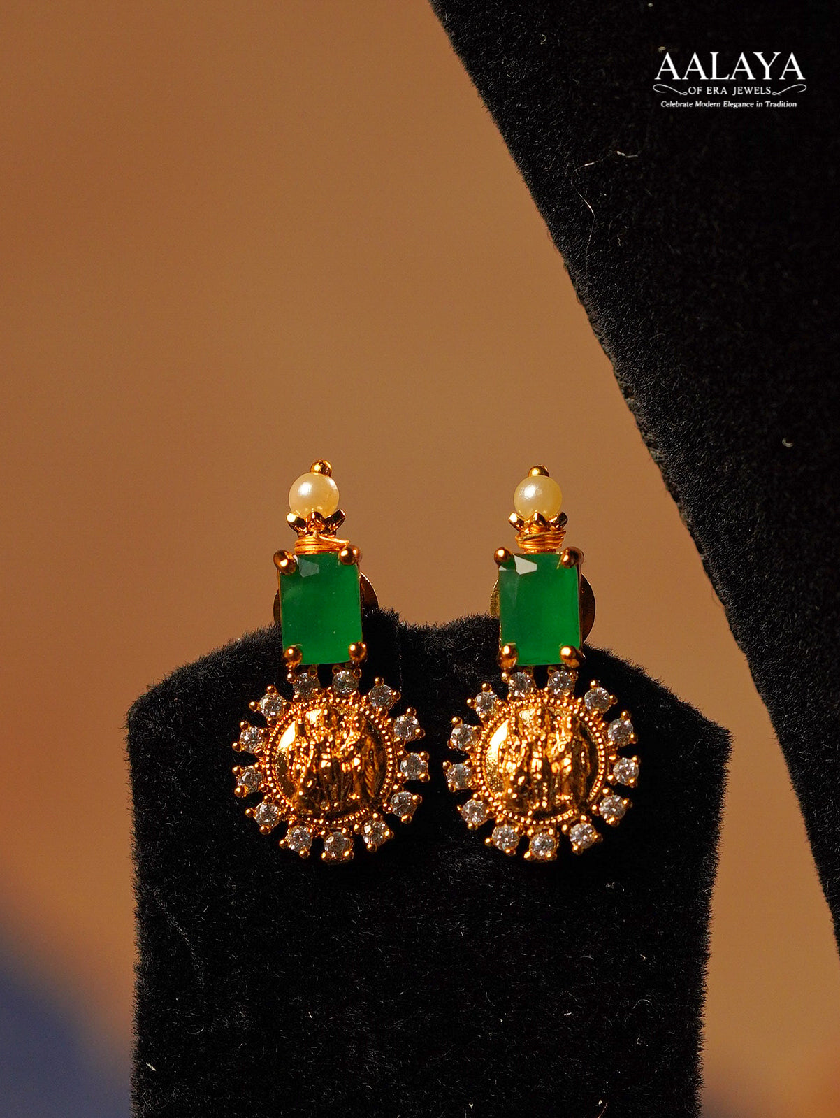 Aalaya Royal Lakshmi Coin Ruby Emerald Pearl Haaram Set