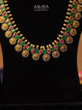 Aalaya Royal Lakshmi Coin Ruby Emerald Pearl Haaram Set
