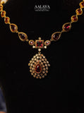 Regal Ruby Diamond Teardrop Haaram Set